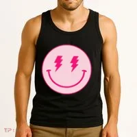 Lightning Bolt Eyes Happy Face Tank Top thumb 3