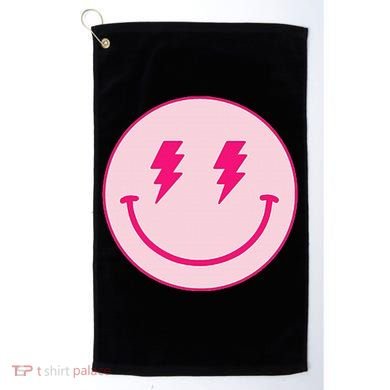 Lightning Bolt Eyes Happy Face Golf Towel