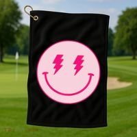 Lightning Bolt Eyes Happy Face Golf Towel thumb 1