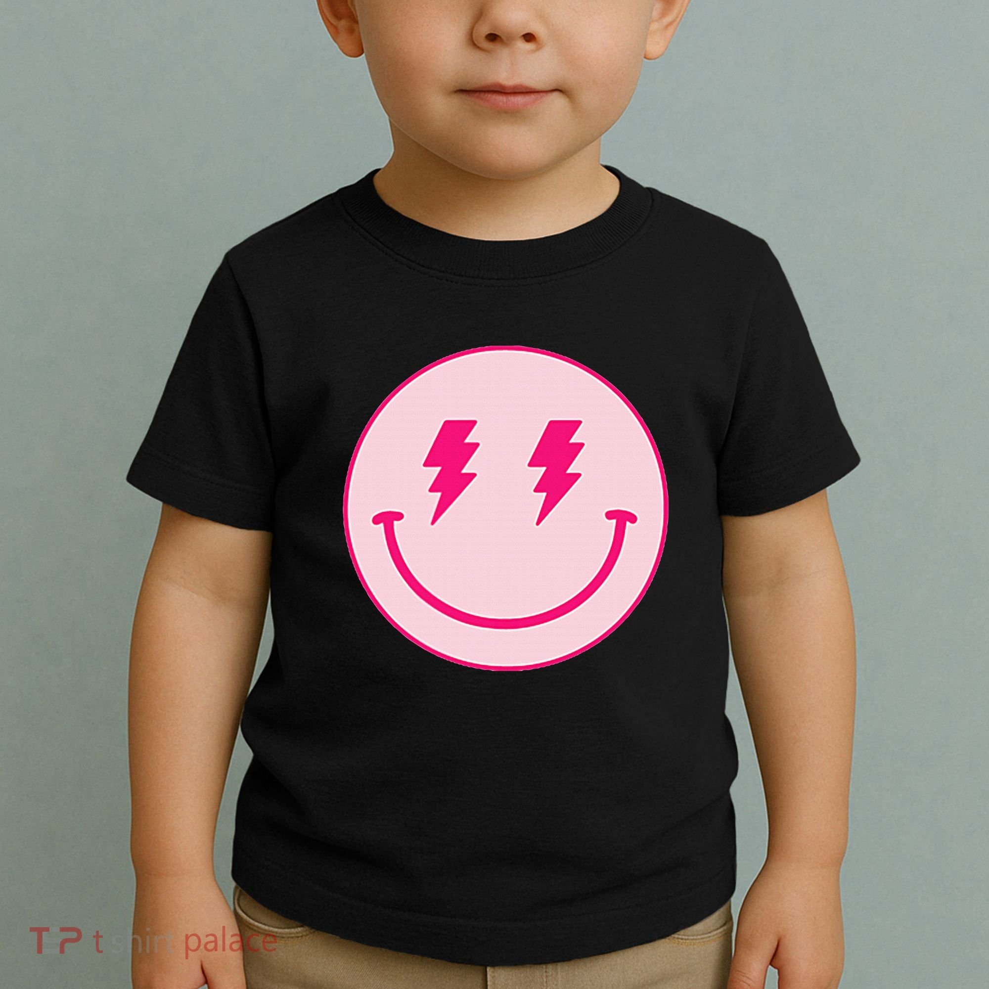 Lightning Bolt Eyes Happy Face Toddler T-Shirt