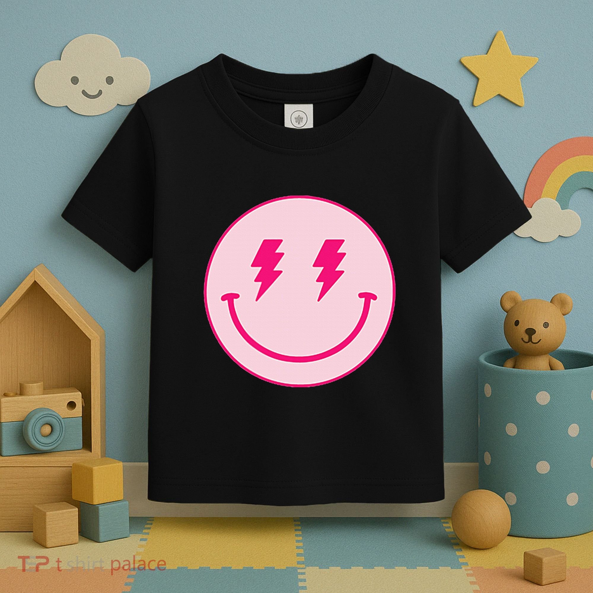 Lightning Bolt Eyes Happy Face Toddler T-Shirt