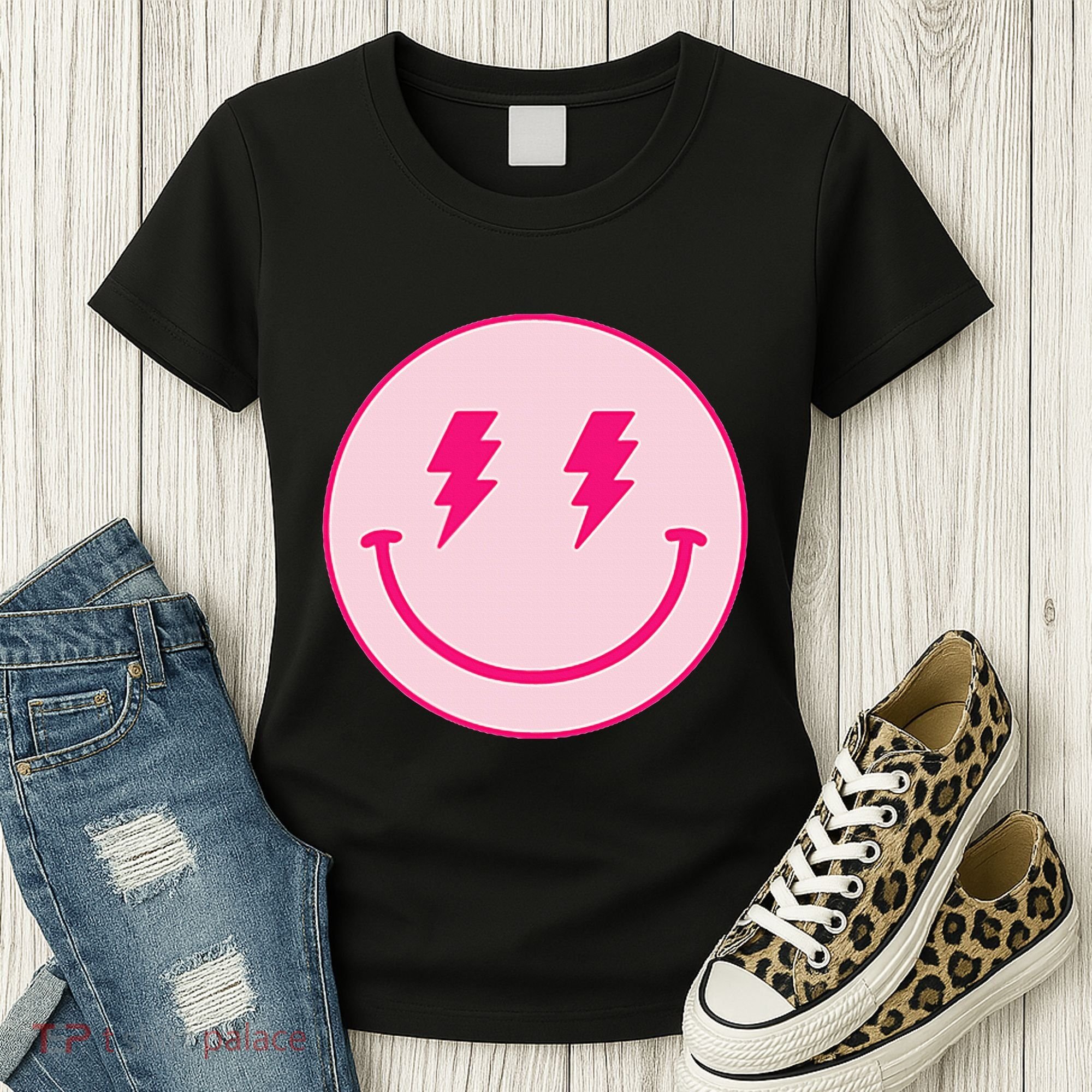 Lightning Bolt Eyes Happy Face Women's T-Shirt