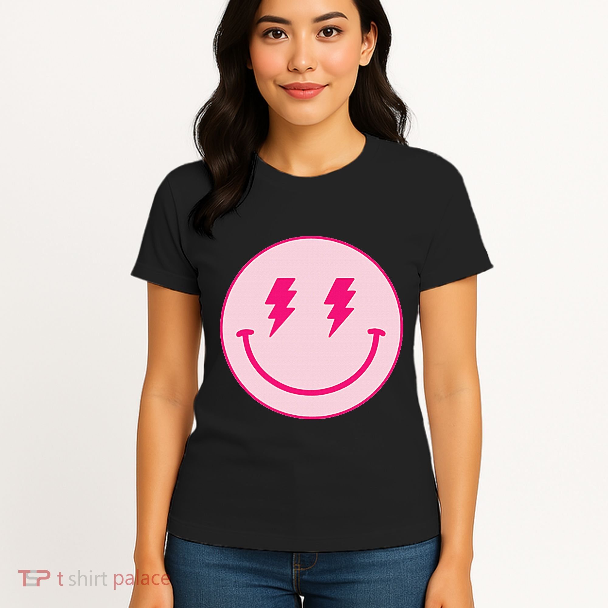Lightning Bolt Eyes Happy Face Women's T-Shirt