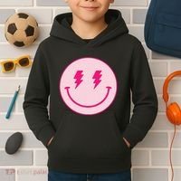 Lightning Bolt Eyes Happy Face Kids Hoodie thumb 2