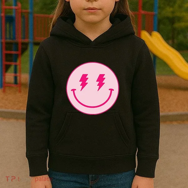 Lightning Bolt Eyes Happy Face Kids Hoodie