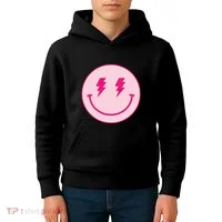 Lightning Bolt Eyes Happy Face Kids Hoodie thumb 4