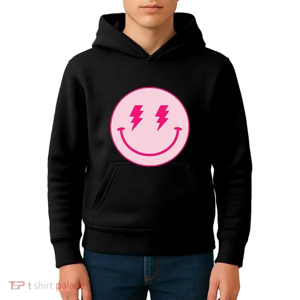 Lightning Bolt Eyes Happy Face Kids Hoodie