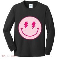 Lightning Bolt Eyes Happy Face Kids Long Sleeve Shirt thumb 0