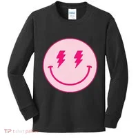 Lightning Bolt Eyes Happy Face Kids Long Sleeve Shirt thumb 0