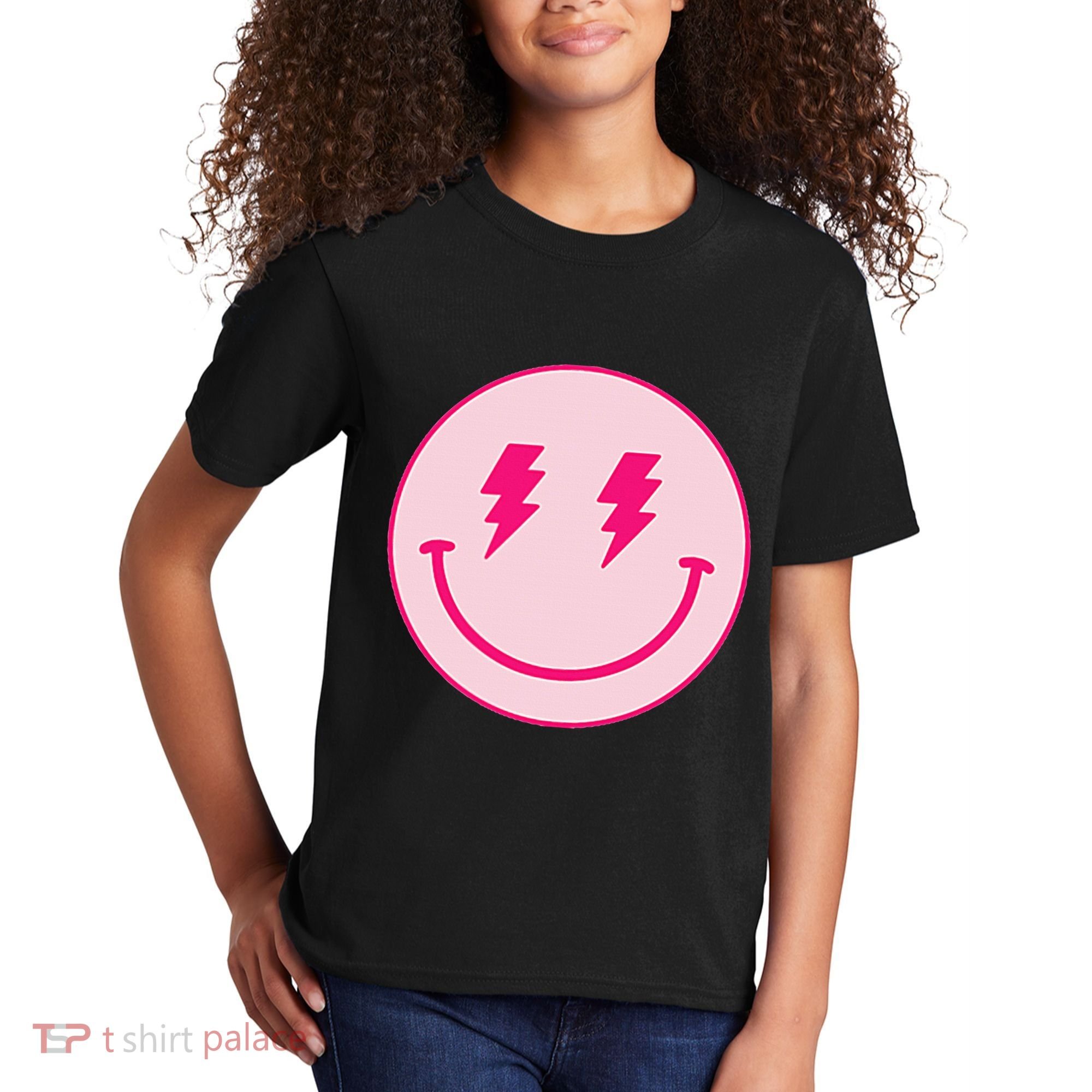 Lightning Bolt Eyes Happy Face Kids T-Shirt