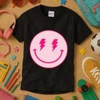 Lightning Bolt Eyes Happy Face Kids T-Shirt thumb 3