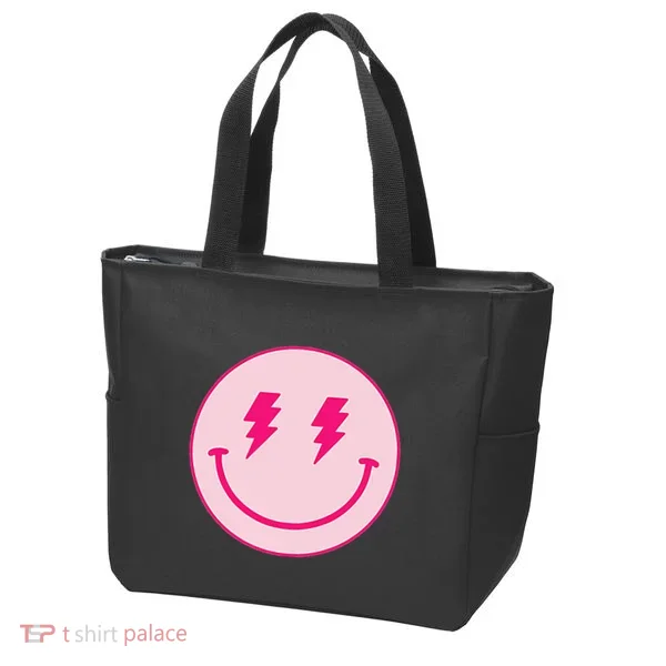 Lightning Bolt Eyes Happy Face Tote Bag