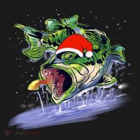 Largemouth Bass Fishing Merry Fishmas Gift USA-Made Doggie Bandana thumb 2