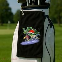 Largemouth Bass Fishing Merry Fishmas Gift Golf Towel thumb 2