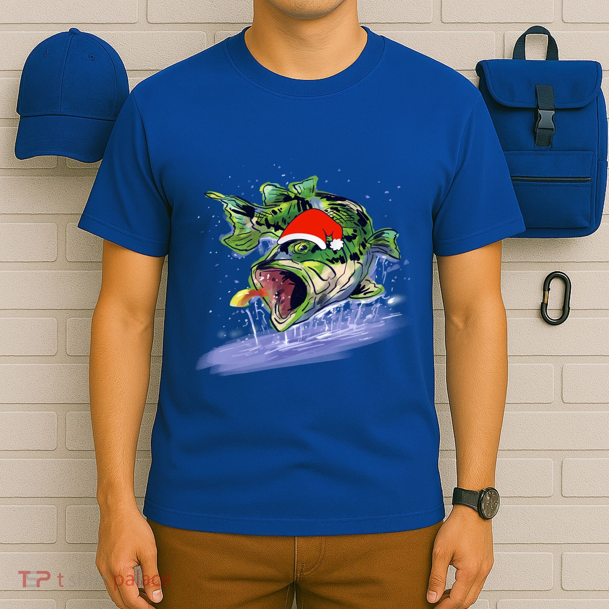 Largemouth Bass Fishing Merry Fishmas Gift T-Shirt