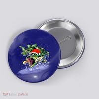 Largemouth Bass Fishing Merry Fishmas Gift Button thumb 0