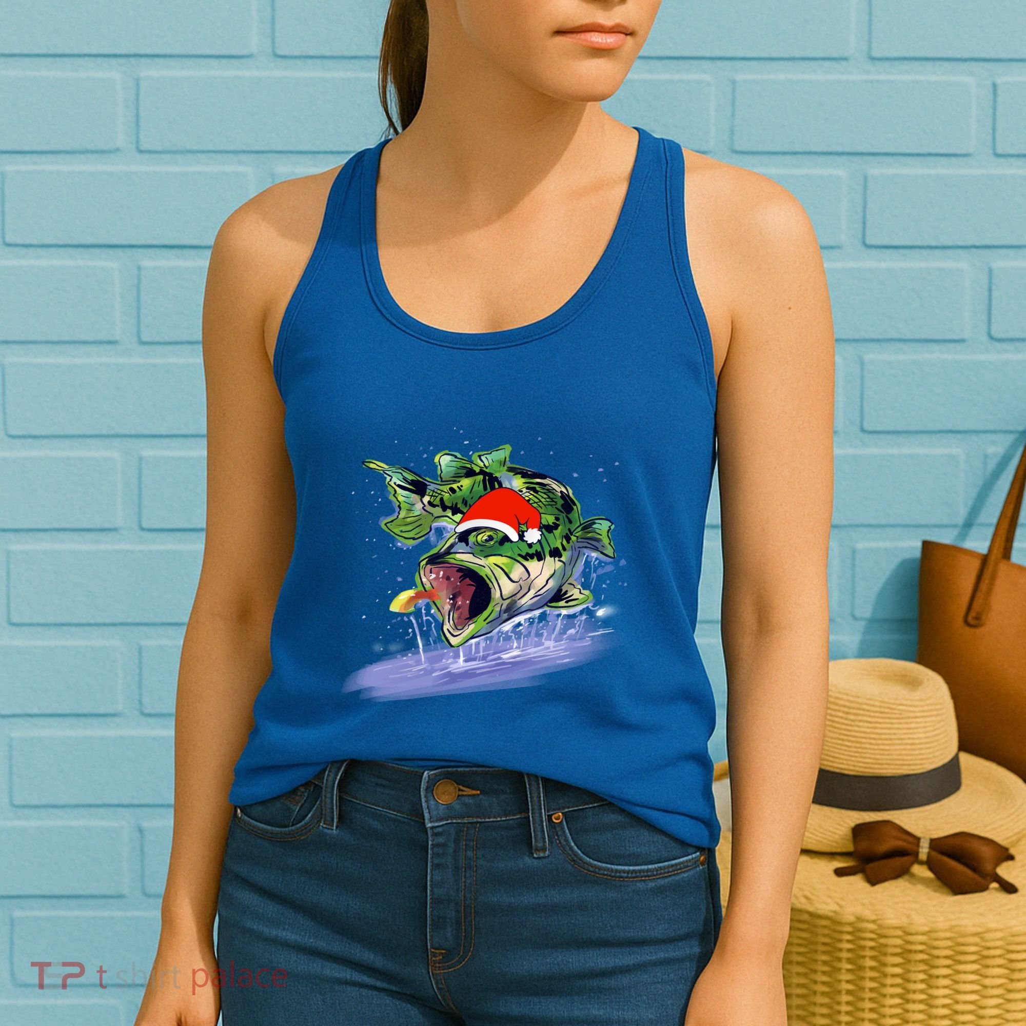 Largemouth Bass Fishing Merry Fishmas Gift Women's Tank Top