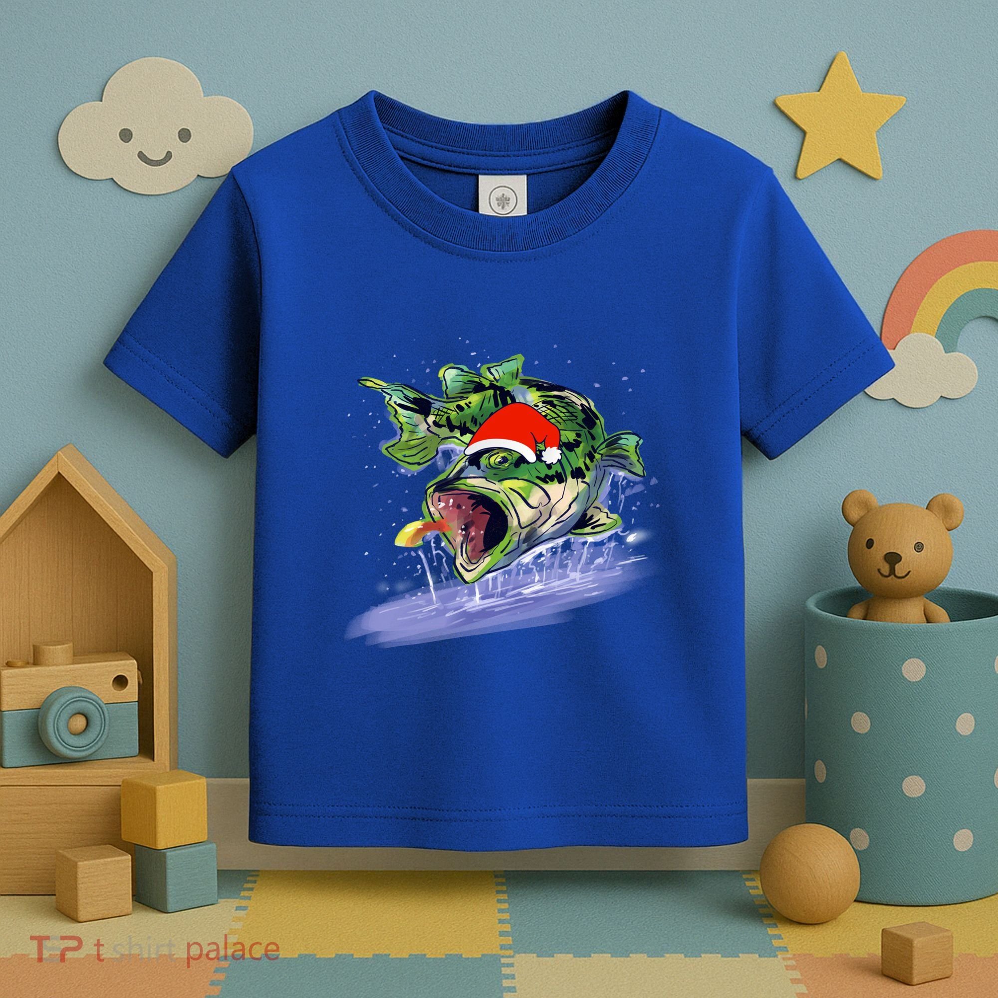 Largemouth Bass Fishing Merry Fishmas Gift Toddler T-Shirt