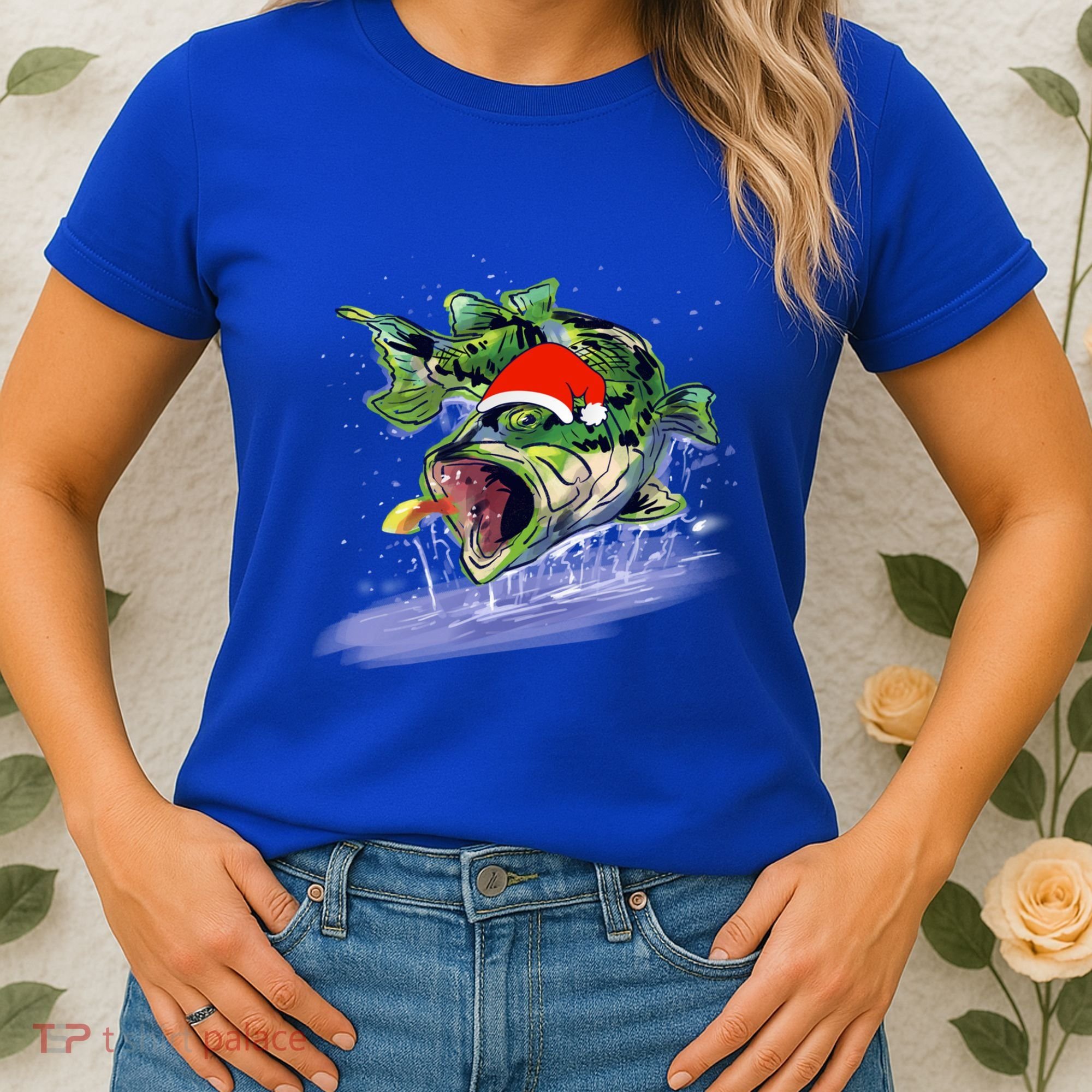 Largemouth Bass Fishing Merry Fishmas Gift Women's T-Shirt