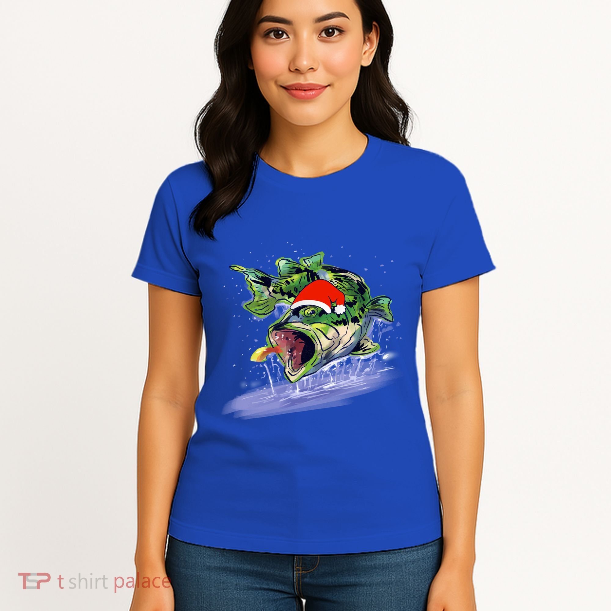 Largemouth Bass Fishing Merry Fishmas Gift Women's T-Shirt