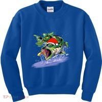 Largemouth Bass Fishing Merry Fishmas Gift Kids Sweatshirt thumb 0