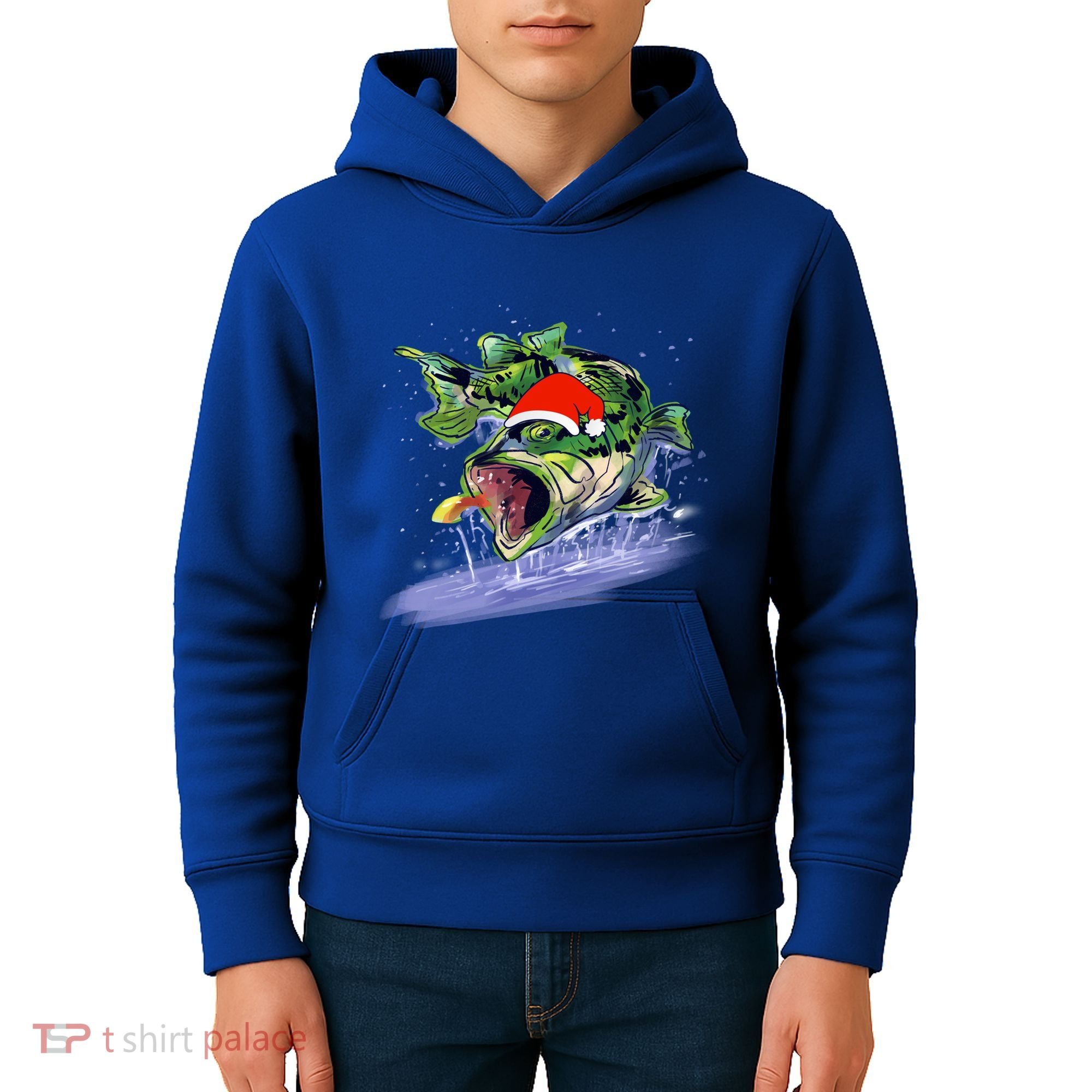 Largemouth Bass Fishing Merry Fishmas Gift Kids Hoodie