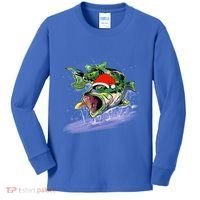 Largemouth Bass Fishing Merry Fishmas Gift Kids Long Sleeve Shirt thumb 0