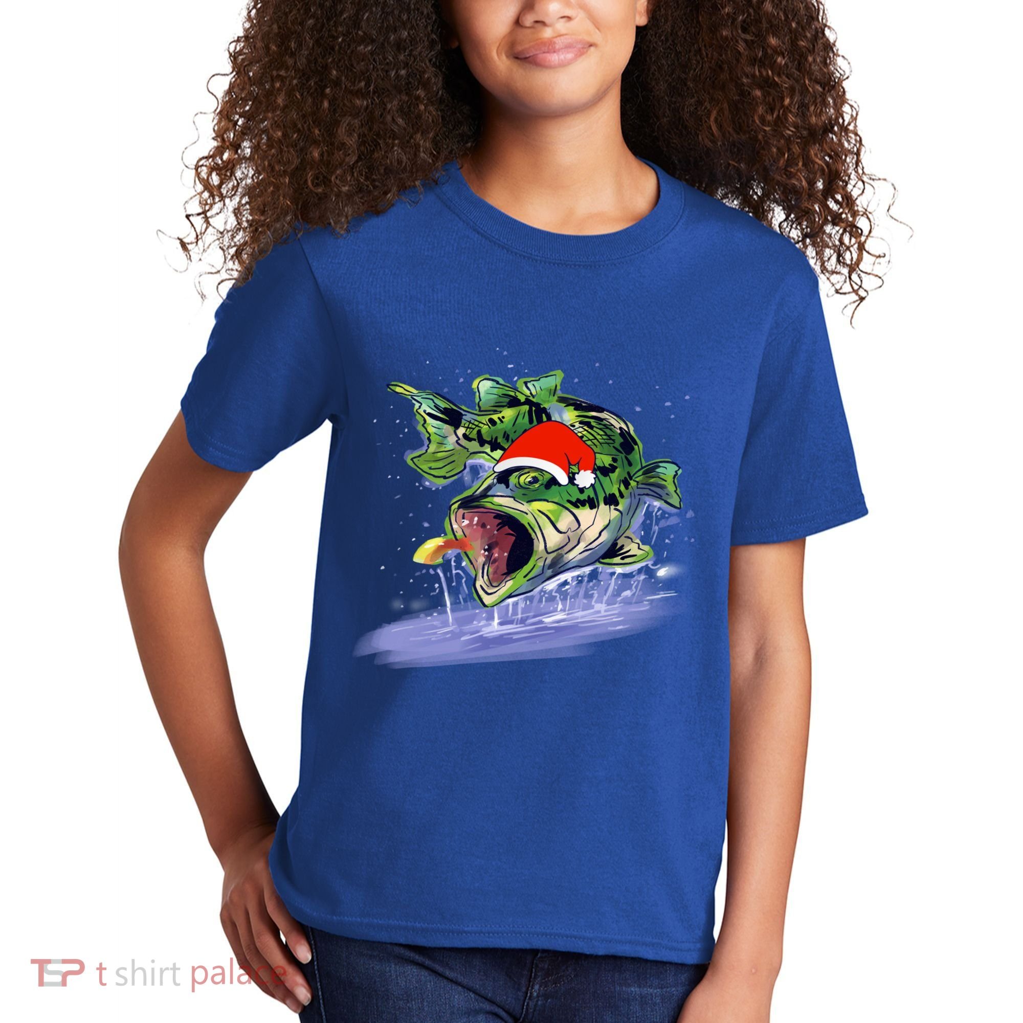 Largemouth Bass Fishing Merry Fishmas Gift Kids T-Shirt