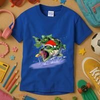 Largemouth Bass Fishing Merry Fishmas Gift Kids T-Shirt thumb 3