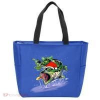 Largemouth Bass Fishing Merry Fishmas Gift Tote Bag thumb 0
