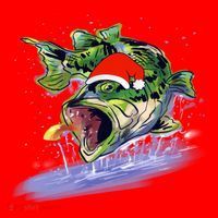 Largemouth Bass Fishing Merry Fishmas Gift Santa Hat thumb 1