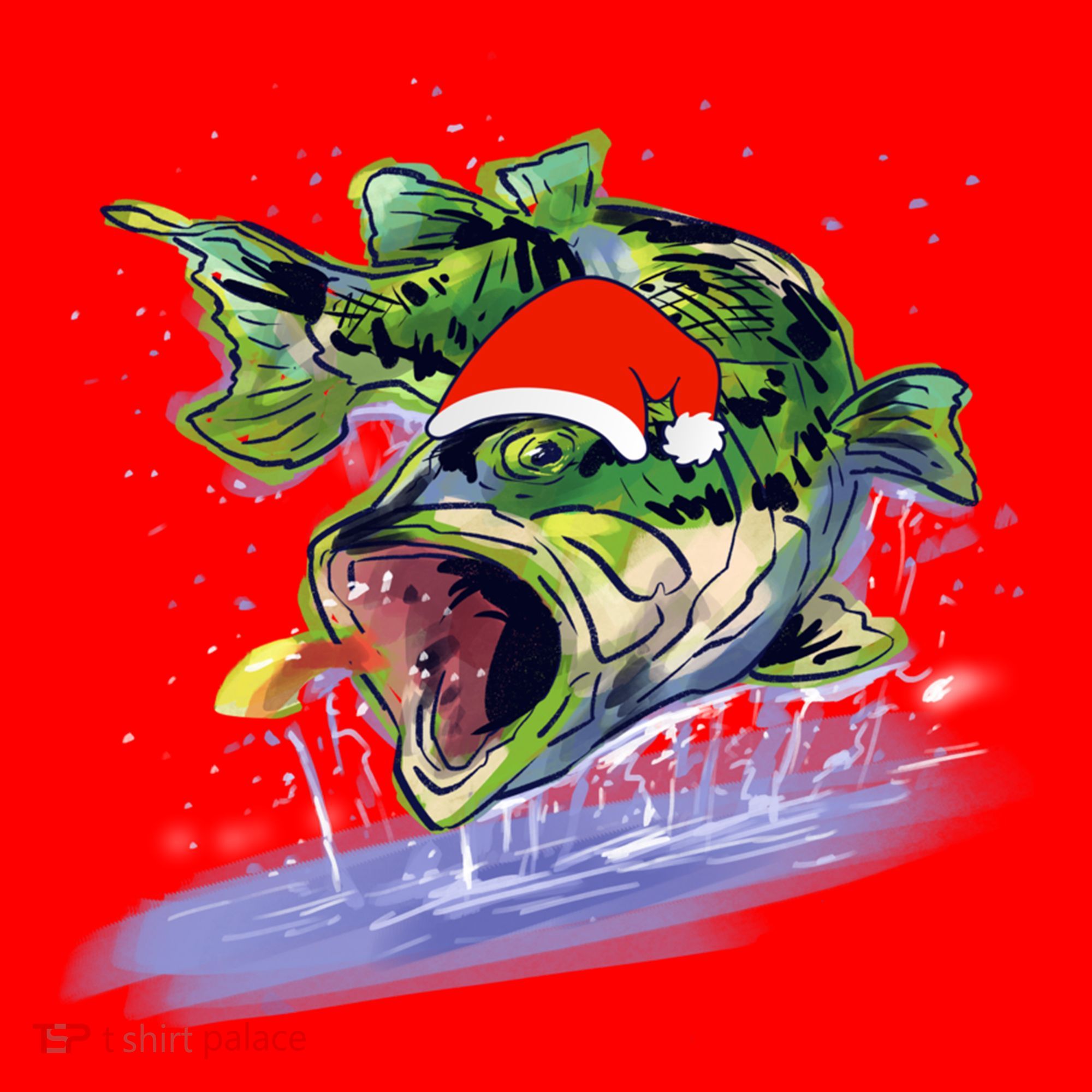 Largemouth Bass Fishing Merry Fishmas Gift Santa Hat
