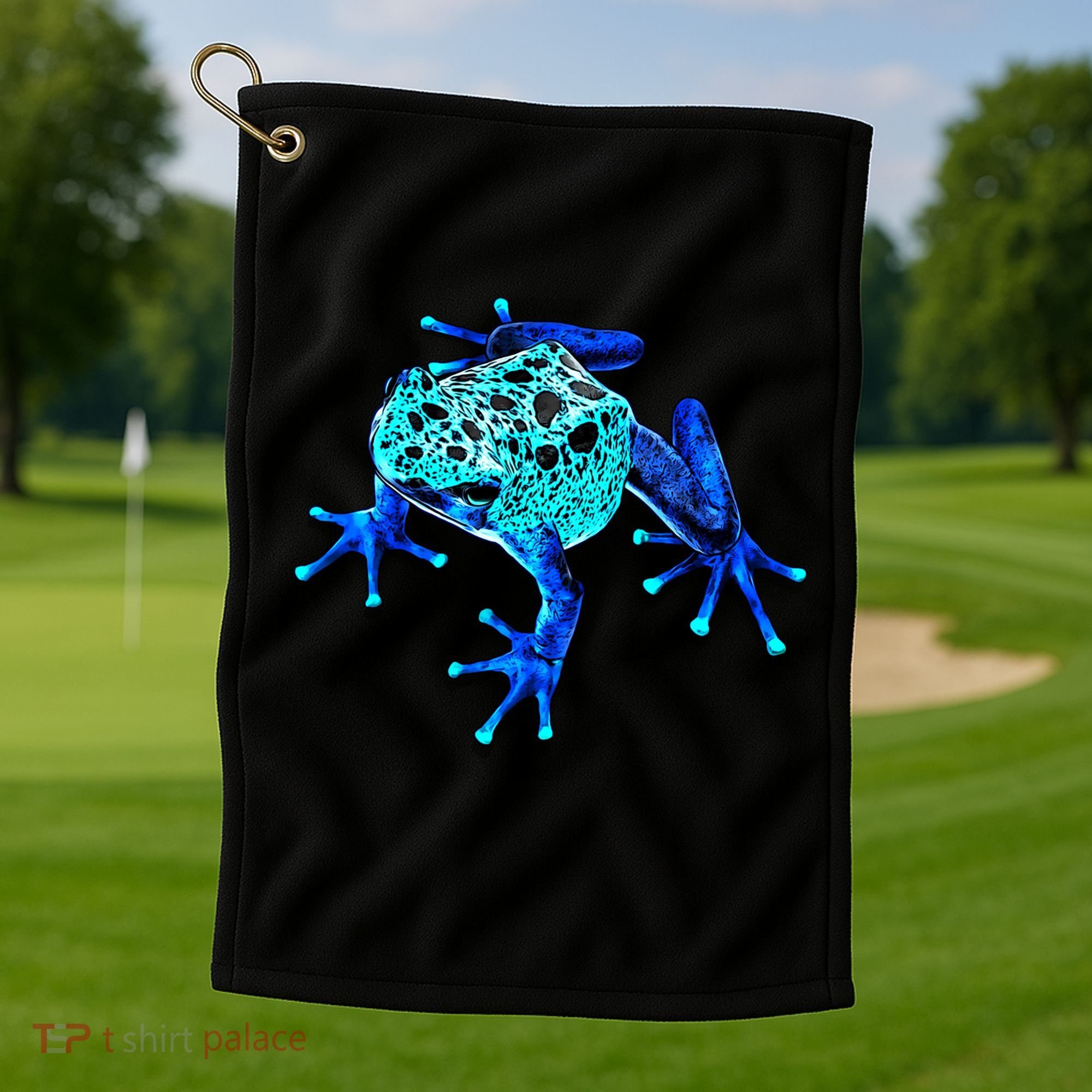 Little Blue Frog With Spots Golf Towel