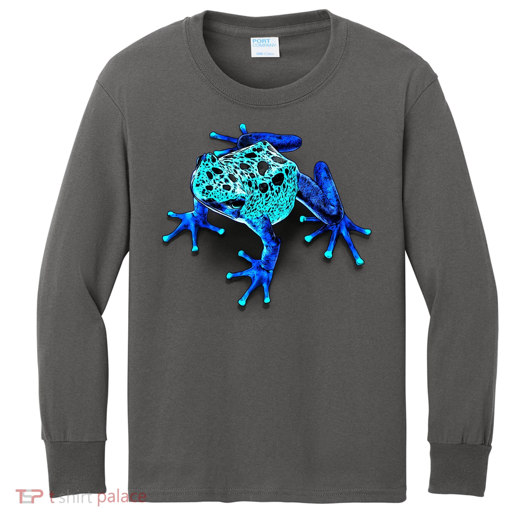 Little Blue Frog With Spots Kids Long Sleeve Shirt