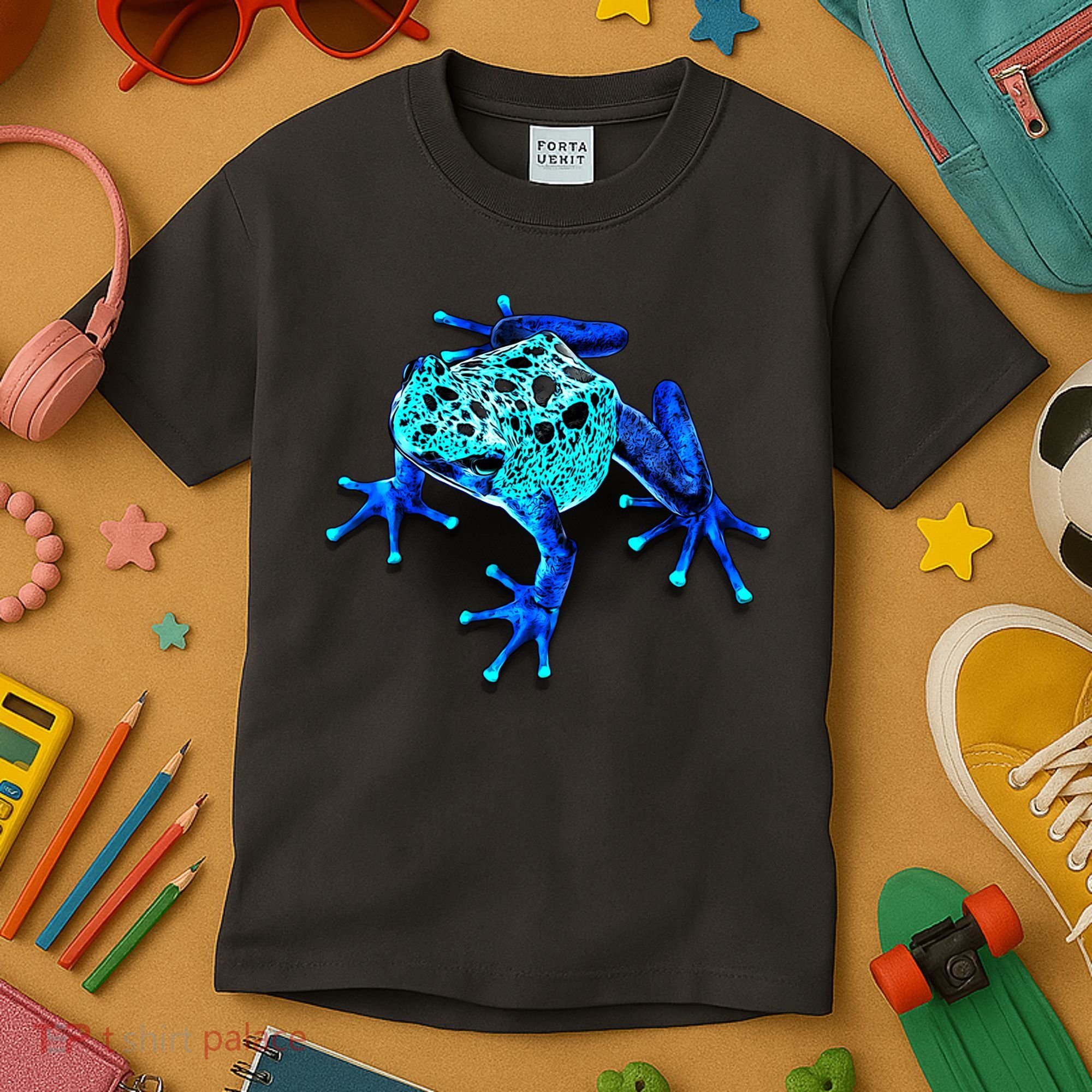 Little Blue Frog With Spots Kids T-Shirt