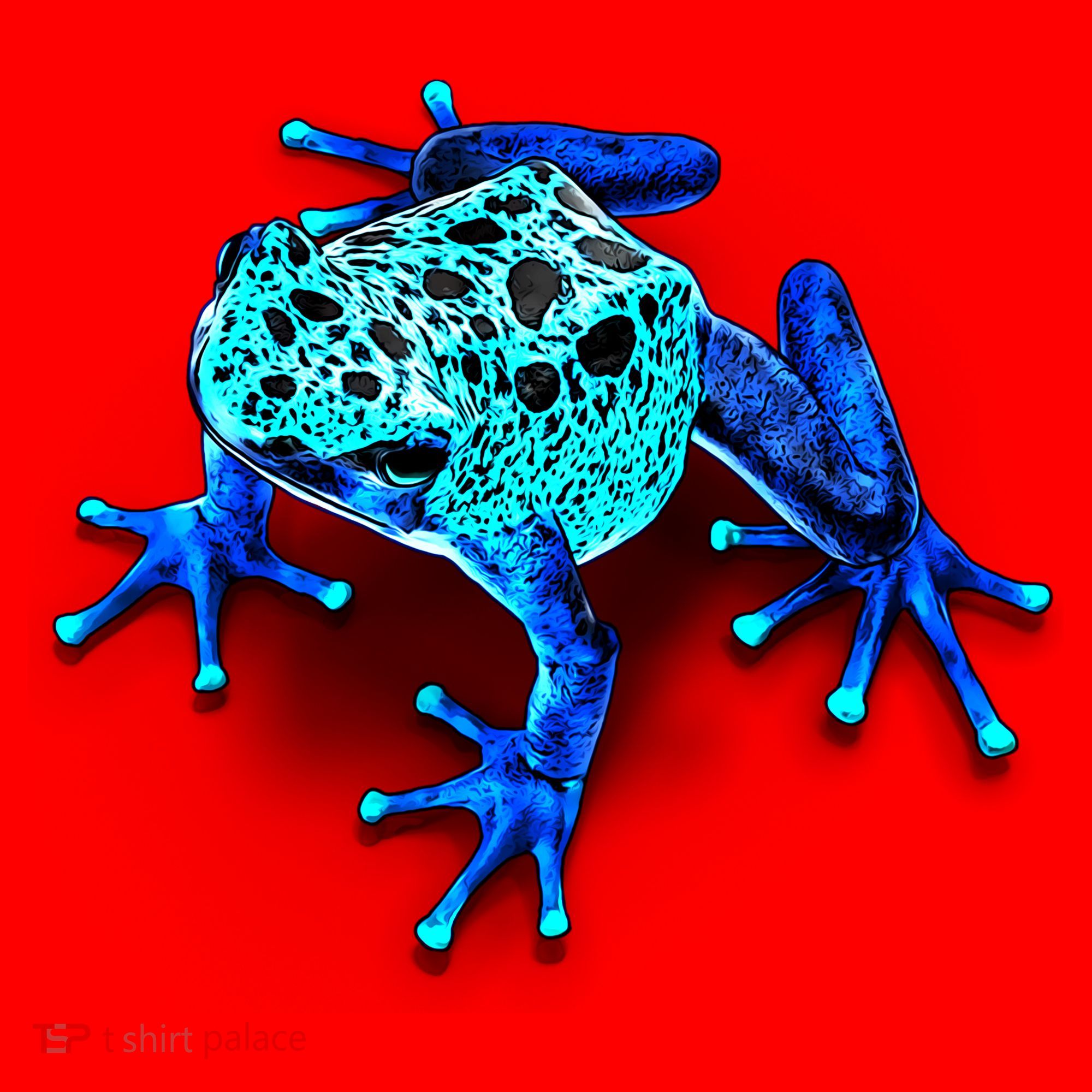 Little Blue Frog With Spots Santa Hat
