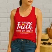 Live By Faith Not By Sight Bible Quote Women's Tank Top thumb 2