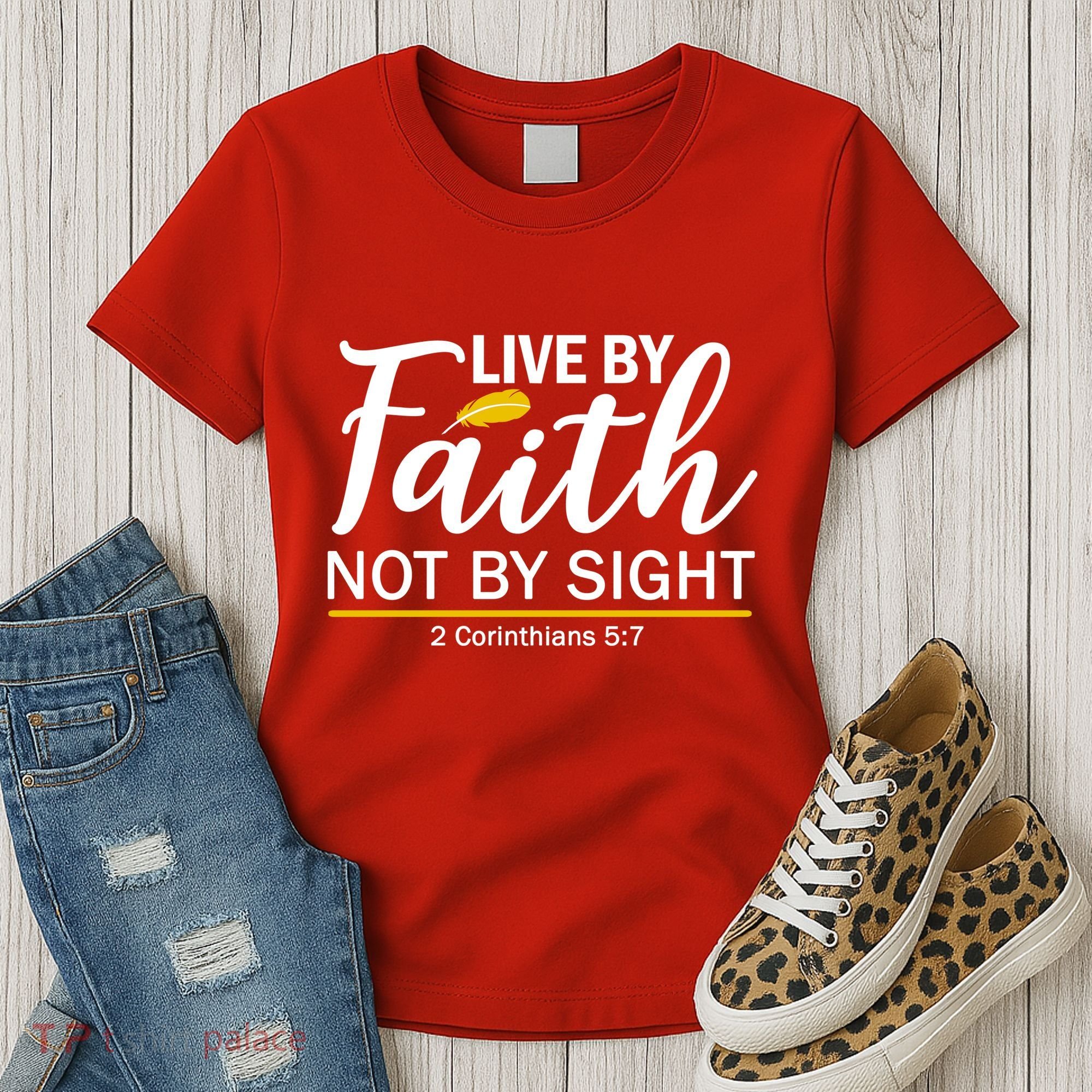 Live By Faith Not By Sight Bible Quote Women's T-Shirt