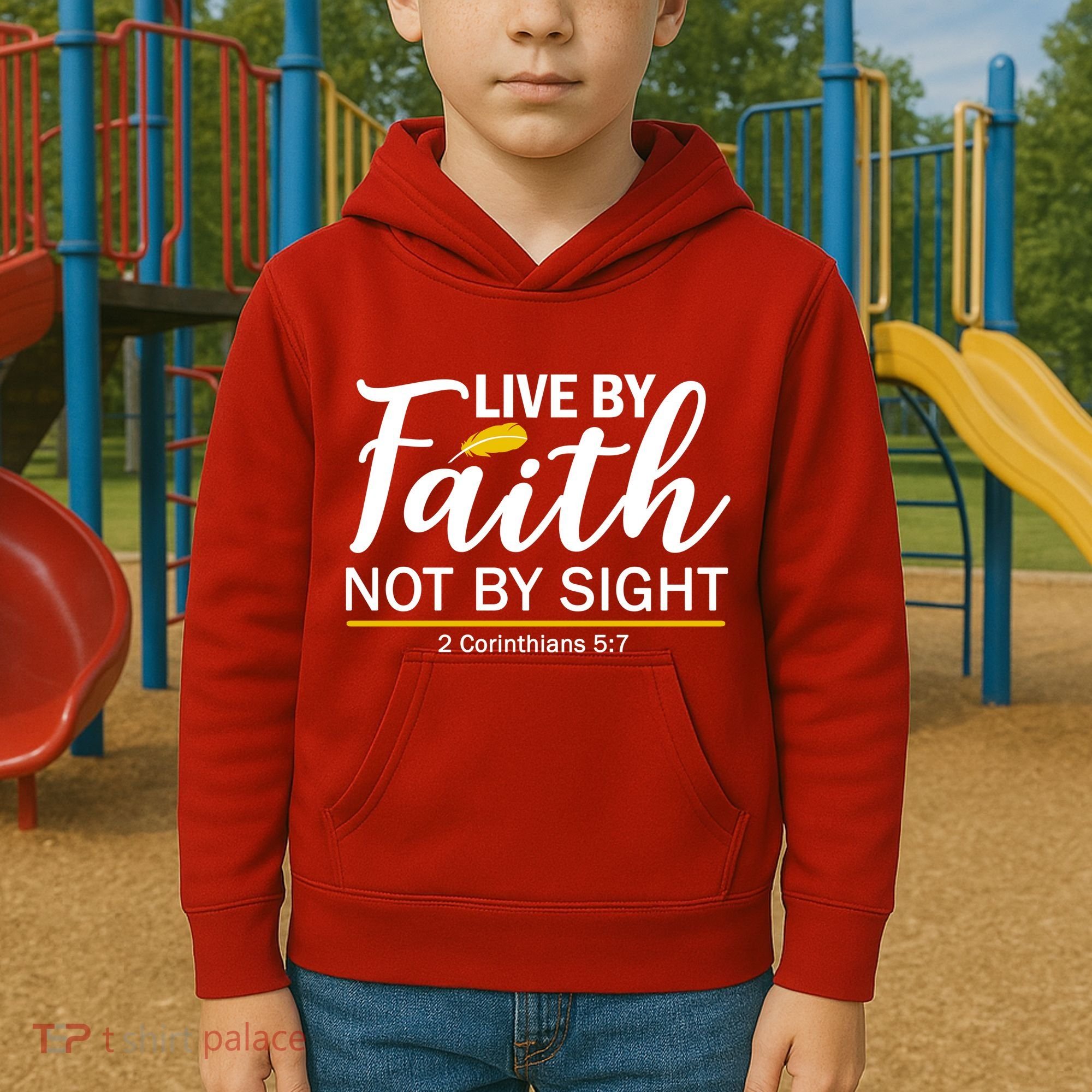 Live By Faith Not By Sight Bible Quote Kids Hoodie