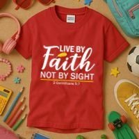 Live By Faith Not By Sight Bible Quote Kids T-Shirt thumb 3