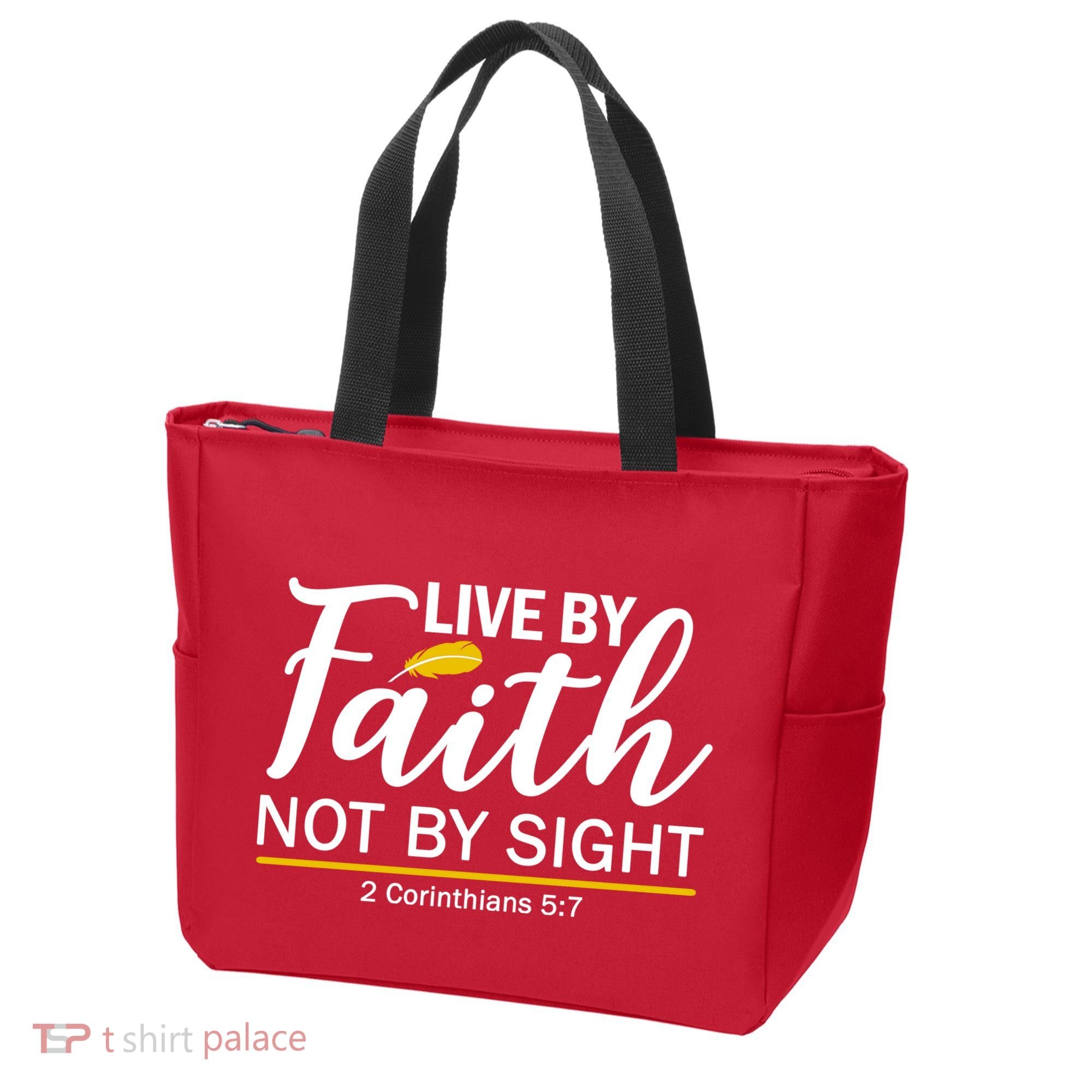 Live By Faith Not By Sight Bible Quote Tote Bag