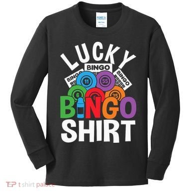 Lucky Bingo Gambling Fun Bingo Lover Design Kids Long Sleeve Shirt