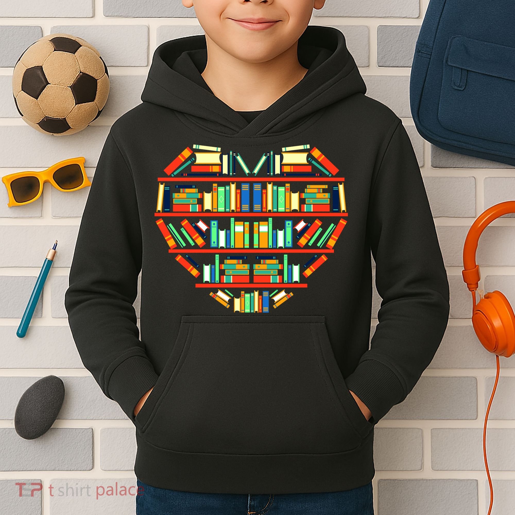Love Books Heart Kids Hoodie