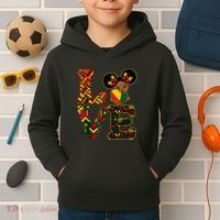 Love Black History Month Strong African Kids Hoodie thumb 2