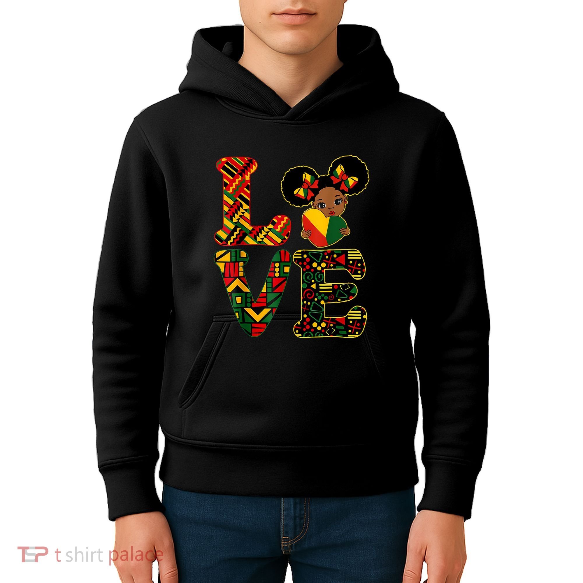Love Black History Month Strong African Kids Hoodie
