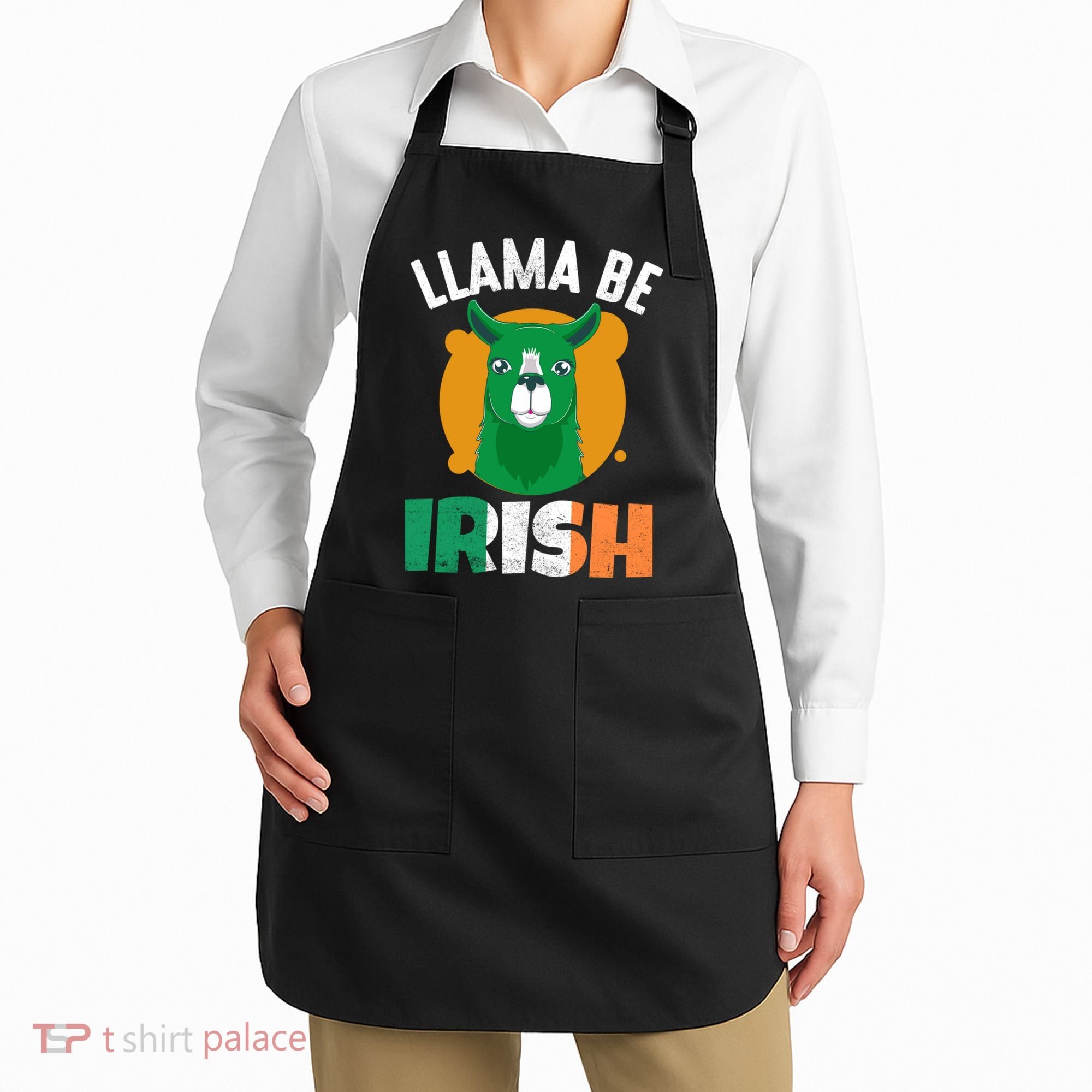 Llama Be Irish Gift, St Patrick's Day Apron