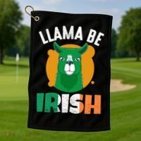 Llama Be Irish Gift, St Patrick's Day Golf Towel thumb 1