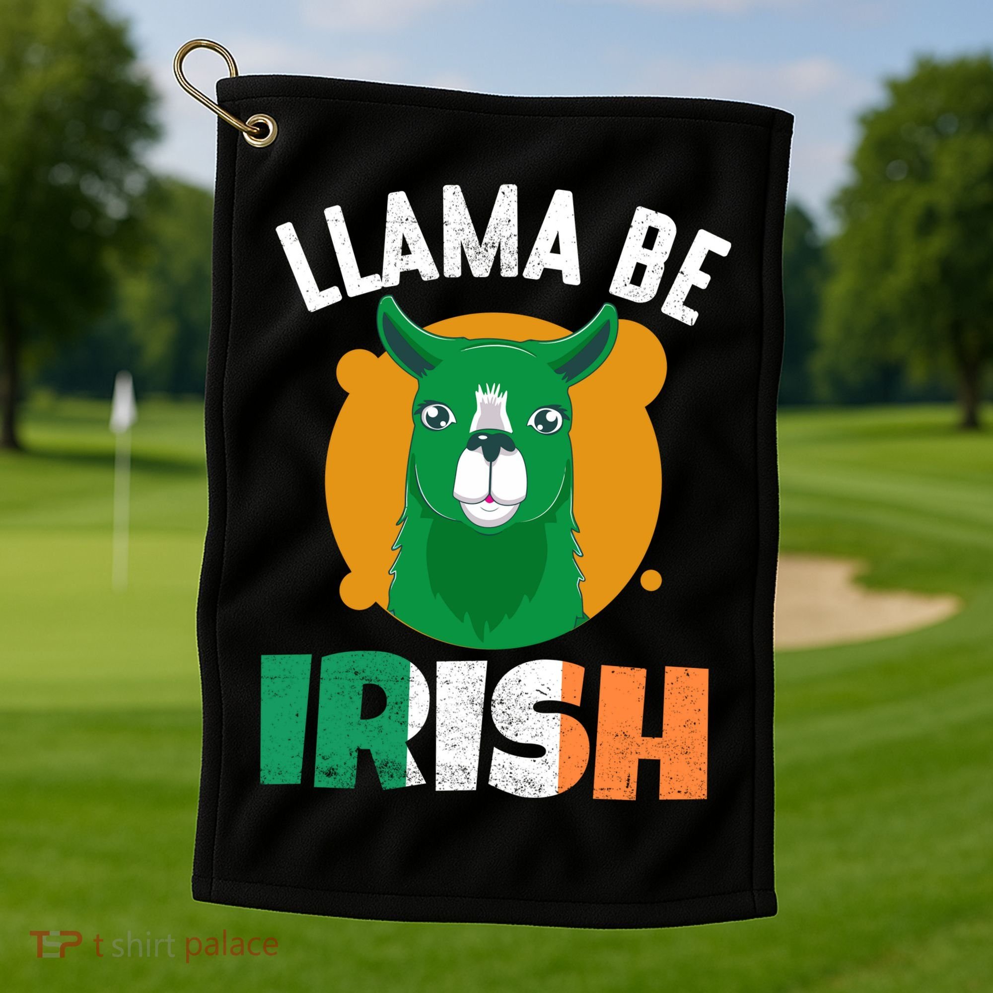 Llama Be Irish Gift, St Patrick's Day Golf Towel