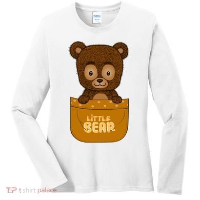 Little Bear Inside The Pocket Women's Long Sleeve Shirt