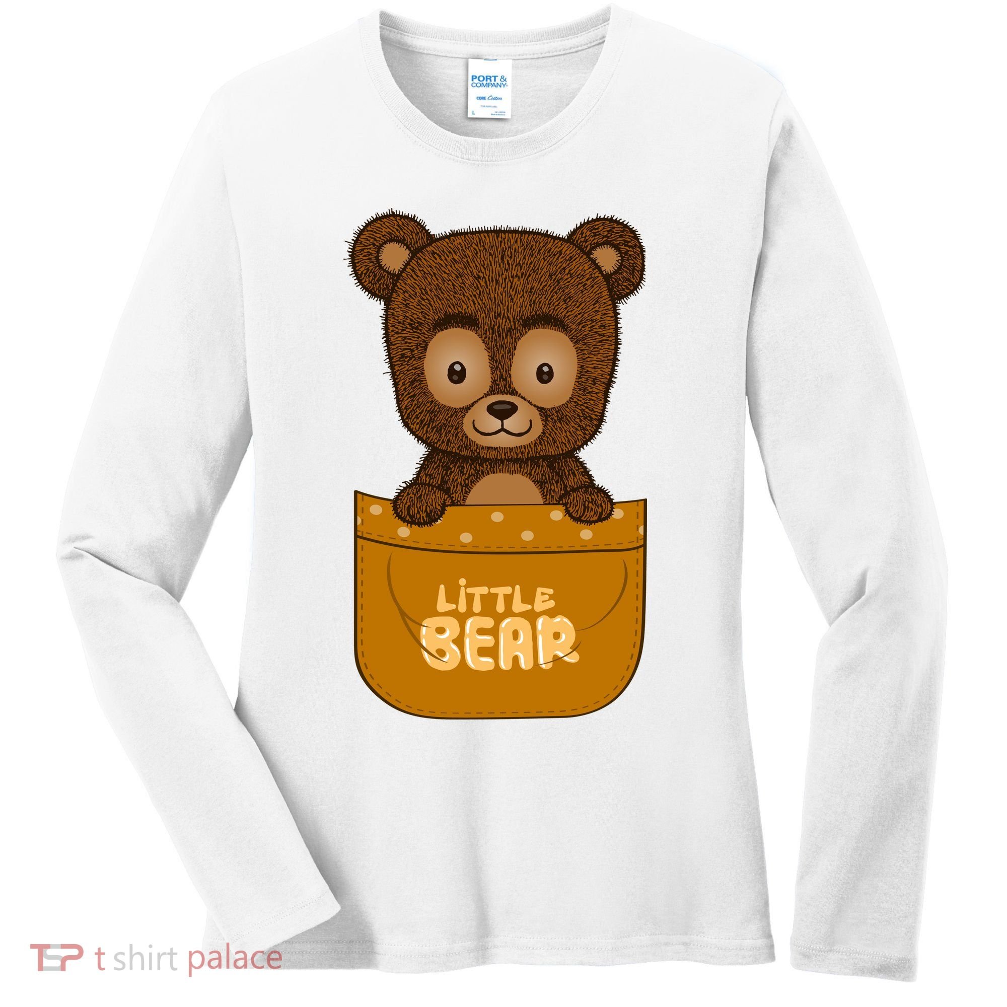 Little Bear Inside The Pocket Women's Long Sleeve Shirt